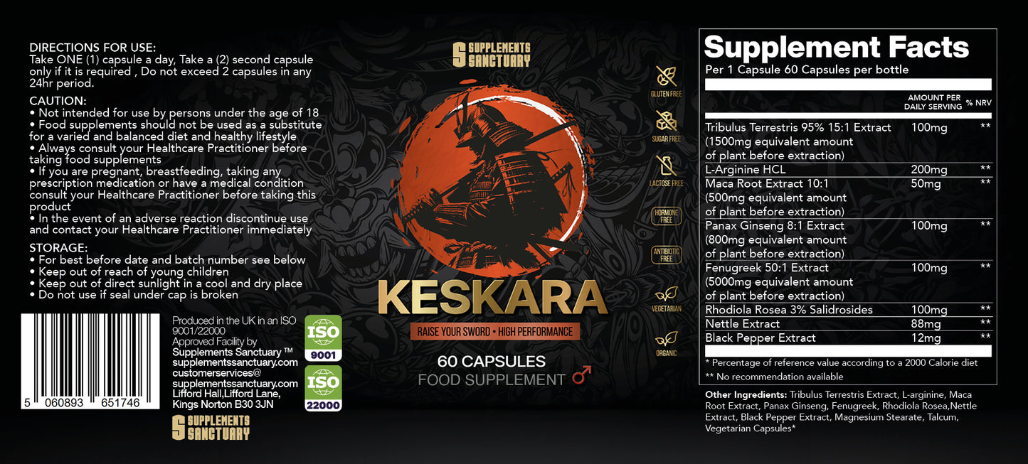 Keskara Performance Support – Strength & Endurance Booster – Natural Formula – 60 Capsules