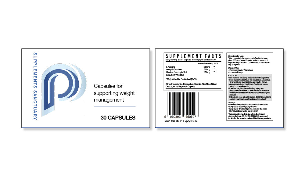 Prima Weight Management Formula – L-Carnitine, L-Arginine & Garcinia Wholefruit – 30 Capsules