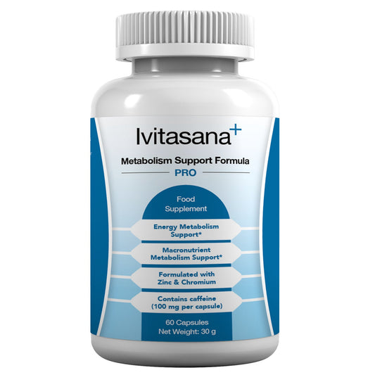 vitasana+ Metabolism Support PRO – Zinc & Chromium Formula with Green Tea & Caffeine – 60 Vegan Capsules