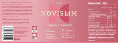 NOVISLIM Metabolic Balance Gummies – Apple Cider Vinegar & Green Tea – 60 Gummies
