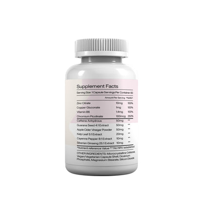 NUVIA Metabolic Support – Chromium, Caffeine & Apple Cider Vinegar – 60 Capsules