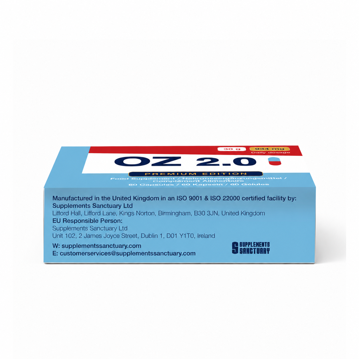 OZ 2.0 Premium Edition – Matcha, Spirulina, Apple Cider Vinegar, L-Carnitine, Zinc & Chromium Food Supplement – 60 Capsules