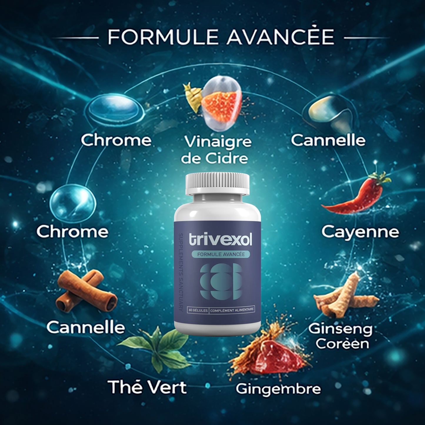 Trivexol Advanced Metabolic Formula – Chromium, Green Tea, Apple Cider Vinegar & Botanicals – 60 Capsules