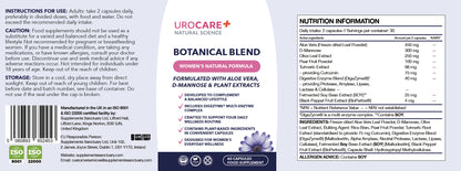 Urocare+ Women’s Wellness Formula – D-Mannose, Aloe Vera & Olive Leaf – 60 Capsules