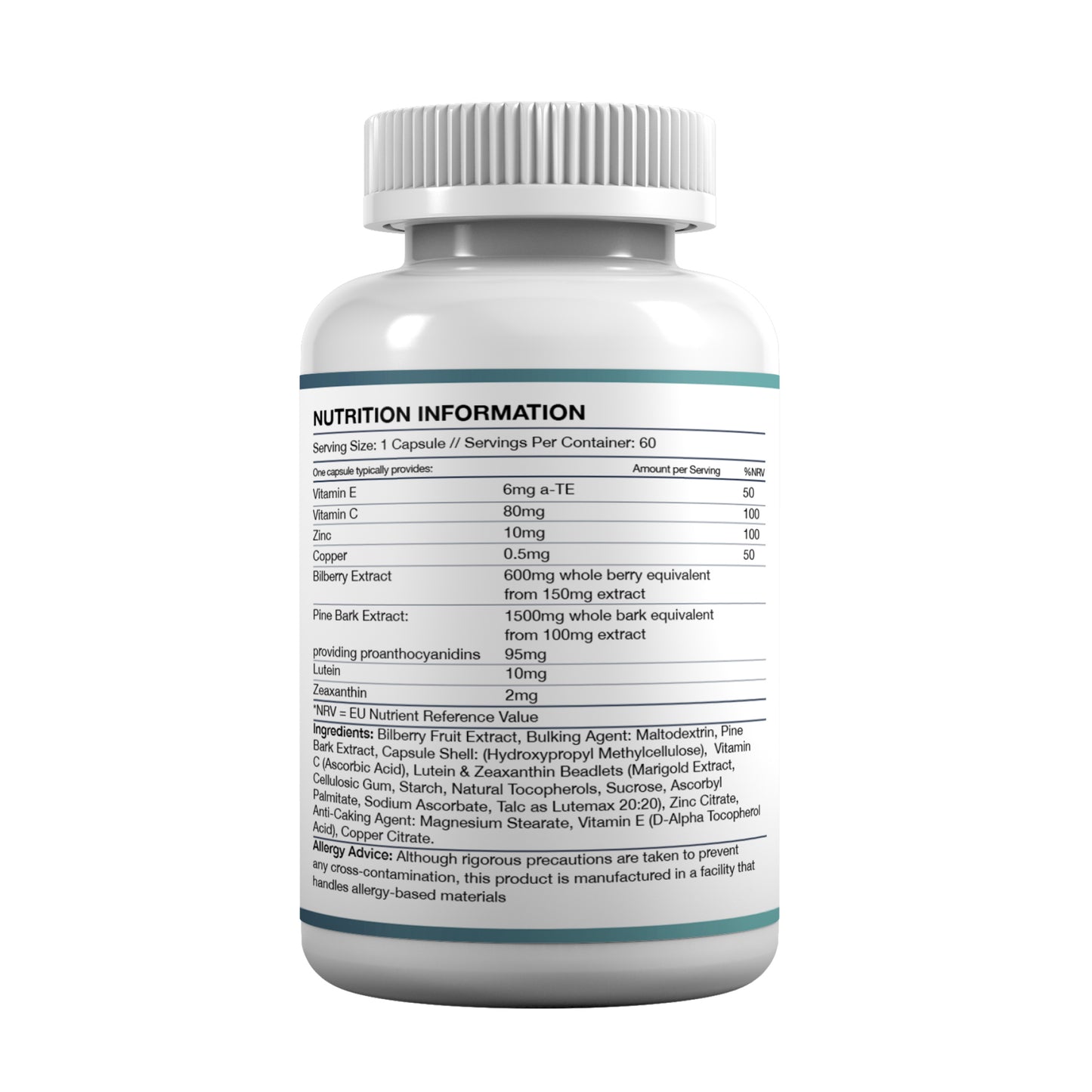 Visitix Vision Support Formula – Lutein, Zeaxanthin, Bilberry & Zinc – 60 Capsules