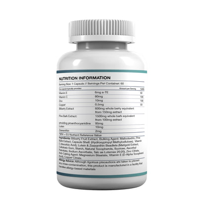 Visitix Vision Support Formula – Lutein, Zeaxanthin, Bilberry & Zinc – 60 Capsules