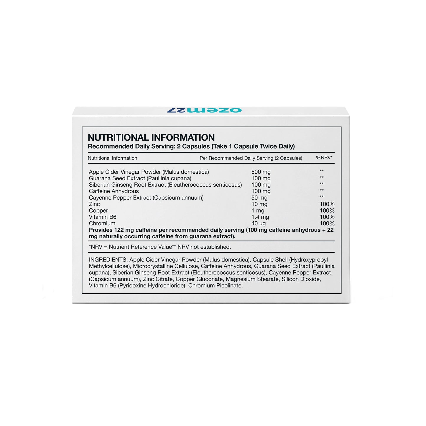 ozem27 Plant Extract Complex with Chromium – 60 Vegan Capsules