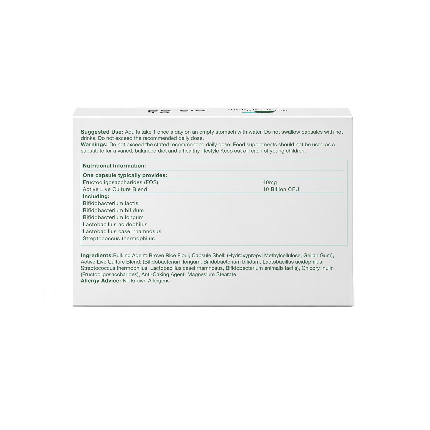 pb-sin 18 18 Probiotic & Prebiotic Complex | 10 Billion CFU | 60 Vegan Capsules